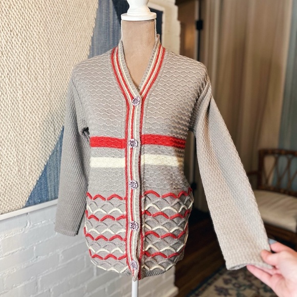 Mom's Creation Handmade Grey Button Up Cardigan - Picture 1 of 10